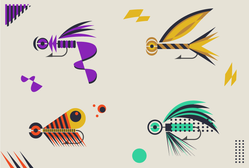 Abstract fishing lure designs