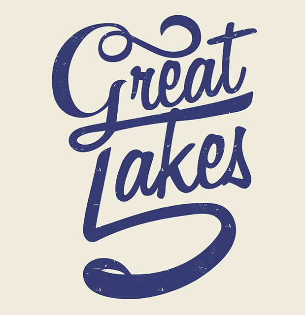 typography lettering design for five great lakes of michigan
