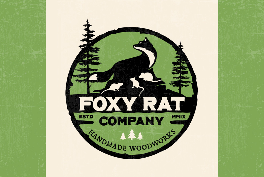 foxy rat woodworking logo design