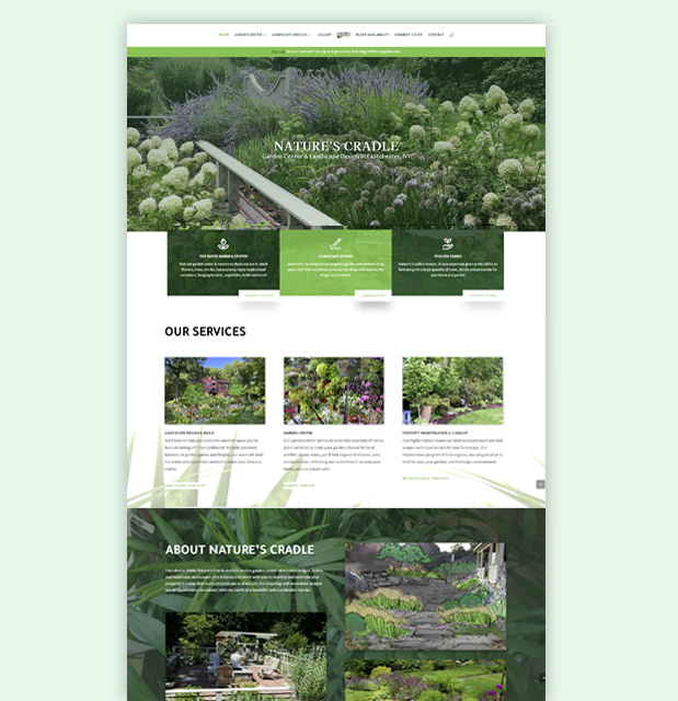 website design for nature's cradle nursery in New York