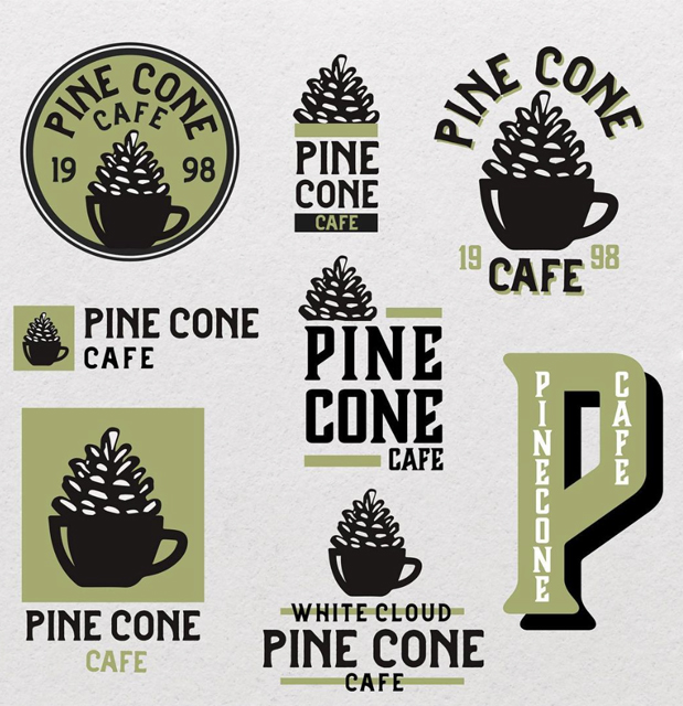 pinecone logo for cafe