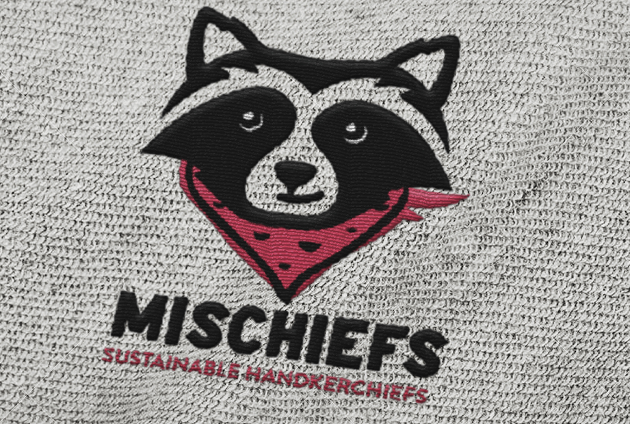 Mischiefs hankercheif logo racoon wearing scarf