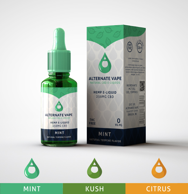 custom logo design and packaging branding for Alternate Vape e-liquid company